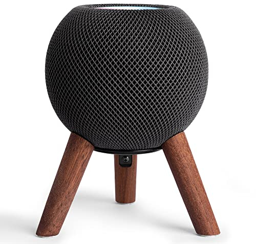 GGMM HomePod Mini Halterung Ständer, Home Pod Mini Ständer, Dock aus Holz mit Metallrahmen, Schwarze Walnuss