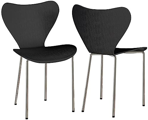 Chleby 2er Set Esszimmerstuhl Plastikstuhl Stuhl Esszimmerstühle Wohnzimmerstühle Stühle für das Esszimmer Kunststoff Geeignet für Esszimmer, Wohnzimmer Schwarz