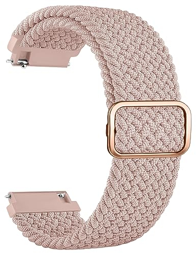 Amzpas Armband für Samsung Galaxy Watch 3 45mm/Huawei GT 2 46mm,Nylon 22mm Verstellbares Geflochtenes Ersatzarmbänder für Galaxy Watch 46mm/Gear S3 Frontier Damen Herren(Rosa)