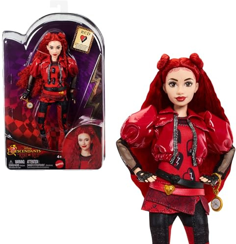 Mattel Disney Descendants: The Rise of Red Fashion Doll & Accessory Red, Daughter of Queen of Hearts with Movie-Inspired Clothes & Pocket Watch, HWT93