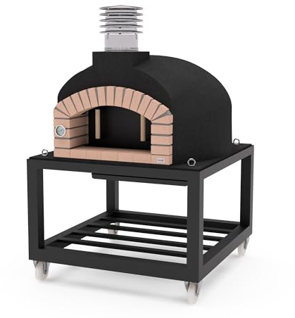 MOVELAR - Horno de Leña Exterior de Obra OLYMPUS MONS Negro 130x130x161 cm | Aislado con Corcho y 3 Mantas Cerámicas | Horno de Obra para Jardín y Terraza - REF: M00571