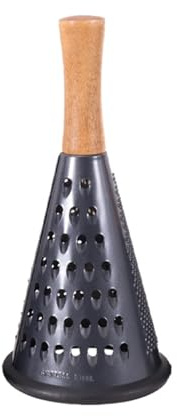 Cone Cheese Grater with Handle Stainless Steel Grater Triple Function Wood Handle Shredder Non-Slip Rubber Bottom Hand Held Multifunction Vegetables Grater Black 4-Size (Size M: 9.4 X 4.3 Black)