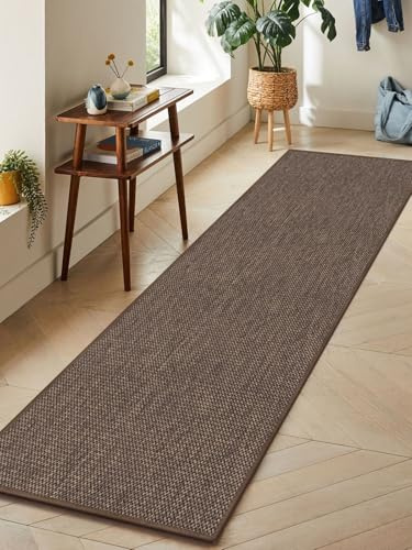 LEKEEPGO Küchenteppich 65x240cm, Küchenläufer, Teppich Läufer Küche, Braun | Rutschfest, Schmutzabweisend, Absorbierend, Auslaufsicher, Waschbar, Leicht zu Reinigen, Niedriger Stapel, für Küchen, Flur