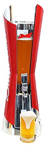 WHITEUQ Bierzapfanlage, Bierfass-Bierturmzapfanlage, 3 l, Bierturm für Zuhause, mit abnehmbarem Eisrohr