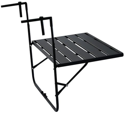 WEIDPHL Balkon-Hängetisch, Hängender Terrassentisch, Balkon-Stehtisch Mit Metallrahmen, Outdoor-Klapptisch Für Balkon Verschiedene Geländer,Schwarz