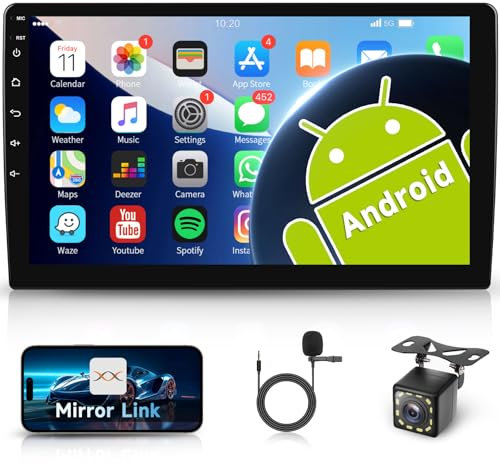 Hodozzy Android Double Din Car Stereo with GPS Navigation 9 Inch Touch Screen Car Radio Double Din with Mirror link for Android/IOS Stereo Bluetooth WIFI FM RDS Radio 2 Din SWC USB +Backup Camera