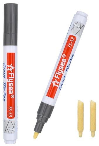 ZJCANGLIU 2 Stück Fugenstift Grau, Fliesenstift, Gugenfarbe, Badwasserfest, Schnelltrocknend, Wasserdicht, mit 2 Ersatzspitzen (Dunkelgrau)