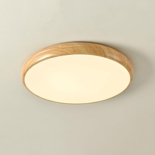 YFMYY Unterputz-Deckenleuchten, LED-Deckenleuchte mit Holzmaserung, dimmbar 3000 K–6000 K mit Fernbedienung, Moderne runde Deckenleuchte für Schlafzimmer, Flur, Waschküche, Wohnzimmer