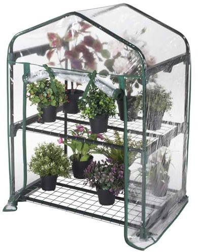 Paluplus Serra da Balcone e Giardino, Misura 69x49x95 cm, Struttura in Acciaio e Telo in PVC, adatta per colture Invernali e Protezione per Piante e Fiori -651F (2 Ripiani)