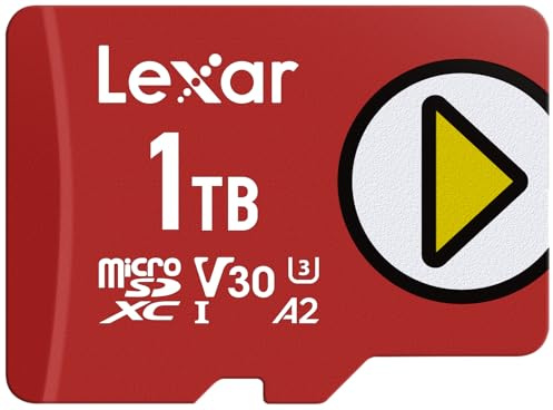 Lexar 1TB Play Micro SD Card, 205MB/s Read, 4K, V30, UHS-I, A2 | Compatible w/ Nintendo-Switch 1, Gaming Devices, Steam Deck, ASUS ROG Ally, Android Phones, Tablets, LMSPLAY001T-BNSNU