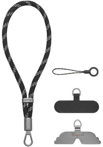 GOODAYY Cordino per Cellulare da Collo Cordino da Polso, Regolabile Cinturino Sicuro con Clip in Metallo e Nylon, Accessorio Ideale per Sport e Attività All'aperto (Polso, Nero 3M)