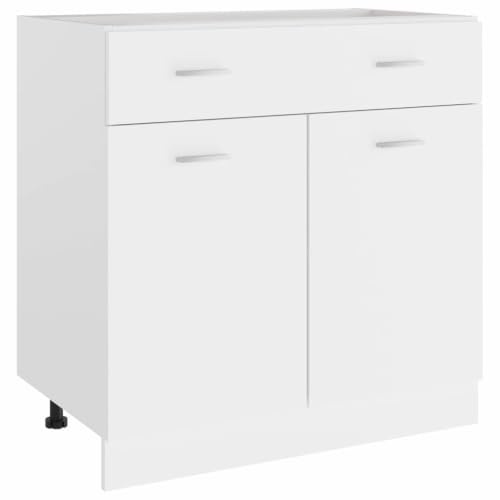 Myheimly Schubunterschrank Weiß 80x46x81,5 cm Holzwerkstoff Küchenschrank Küchenzeile Küchenmöbel Unterschrank Küchenunterschrank Schrank