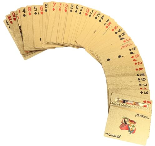 BESTonZON Goldfolie Pokerkarten Spielkarten Satz Mit Goldfarbenem Drachen Motiv Aus Robustem Kunststoff Für Brettspiele Partys Und Zaubertrick Requisiten