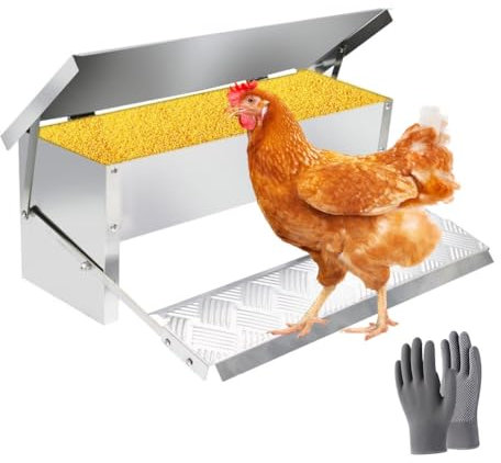 MAAOBR Rattensicherer Hühnerfutterautomat, 5 kg, Tret-Hühnerfutterautomat, automatischer Geflügelfutterautomat, regensicherer Futterautomat für Hühner, Gänse, Enten, automatischer Tret-Futterautomat