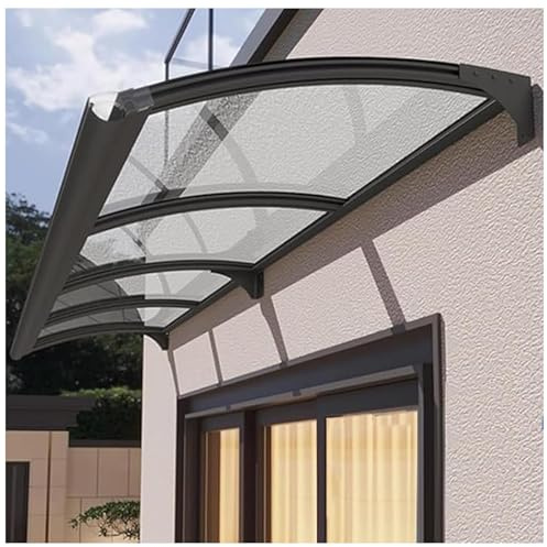 JUCCJUXIN Auvent de Porte d'entrée Toit Marquise en Polycarbonate,Auvent en Aluminium Polycarbonate résistant,Contre La Pluie et UV/Neige, auvent de terrasse,auvent de terrasse(100x160cm/39x63in)