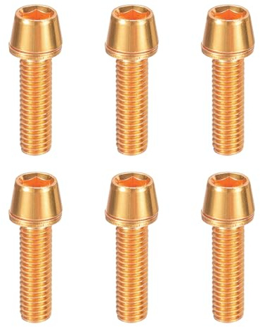 sourcing map 6pcs Bike Disc Brake Caliper Bolts M5 x 18mm Hex Bicycle MTB Disc Brake Caliper Adapter Screws Bolts for Road Mountain Bike BMX, Gold