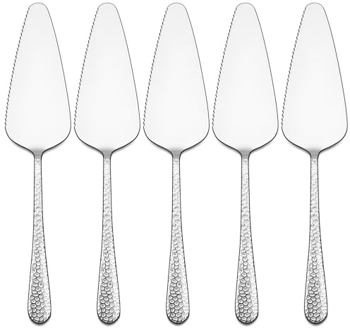 Joyfair Tortenheber Set, 5 Stück Edelstahl Hammergriff Tortenschaufel Set, Kuchenheber mit Gezackten Kanten für Restaurants, Küche, Partys und Hochzeiten, Hochglanzpoliert & Spülmaschinenfest