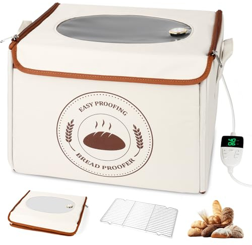 Bourske Brot Gärbox Sauerteig, Dreiseitenheizung Gärbox mit Heizung für Sauerteig Teiggärbox mit Thermostat für Brot, Sauerteig, Bread, Pizza, Faltbare Wärmer Gärbox 42L