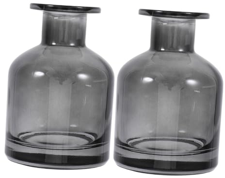 Healeved 2 Piezas Botellas Difusoras de Vidrio Cilíndricas para Aceites Esenciales Vacías y Recargables para Aromaterapia Hogar Oficina y Hotel con Superficie