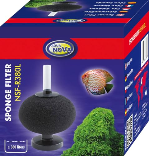 Generisch Aqua Nova Schwammfilter Rund mit Luftheber – Innenfilter bis 380 L für Aquarien, schonende biologische und mechanische Filterung für Garnelen & Jungfische (1)