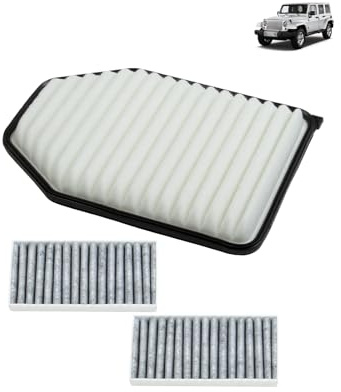 CA10348 Engine Air Filter and CF11777 Cabin Air Filter Kit Compatible with Jeep Wrangler 2011-2017 Jeep Wrangler JK 2018 3.6L V6 Replace 53034018AD 68257791AA 55111302AA 68233626AA C16177