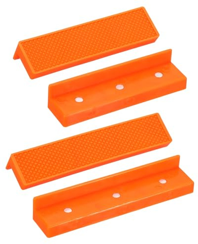 sourcing map 1 Set Vise Jaw Pads 4 and 5 Rubber Flat Magnetic Vise Soft Jaws Standard Anti-Scratches Vice Covers Tools for DIY Making Woodworking Clamping Plumbing, Orange