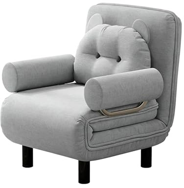 Bäddsoffa 1 Sits Konvertibel Fåtölj Säng, Hopfällbar Soffa Stol för Små Utrymmen, Justerbart Ryggstöd, Stålram för Vardagsrum, Gästrum, Litet Utrymme(Light gray,68x72x82cm)