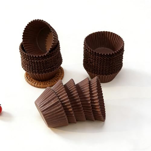 2000 mini pirottini per cupcake da 2,5 x 2 cm, colore marrone, per pirottini di carta da forno, vassoio per feste, decorazioni per torte e feste di compleanno