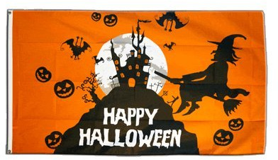 Flaggenfritze Fahne/Flagge Happy Halloween orange + gratis Sticker