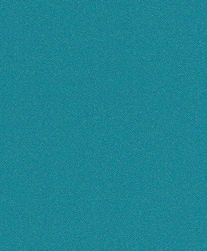 Rasch Tapete 469103 - Einfarbige Tapete mit feiner Stuktur in Türkis, Strukurtapete, Unitapete - 10,05m x 0,53m (LxB)