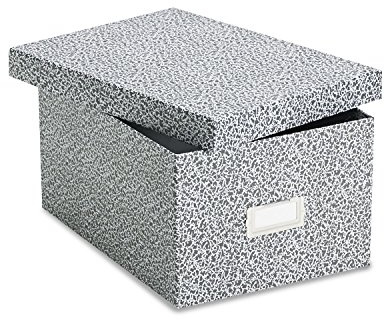Oxford 40590 Reinforced Board Card File, Lift-Off Cover, Holds 1,200 5 x 8 Cards, Black/White
