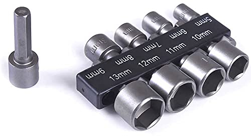 RoserRose 9 StüCk SteckschlüSsel Set, Stecknuss Set, 5-13mm Stecknussadapter Werkzeug, 1/4 Zoll Sechskantschaft Innensechskant Satz, FüR Bohrer Oder Akkuschrauber, Bitsatz FüR Akkuschrauber