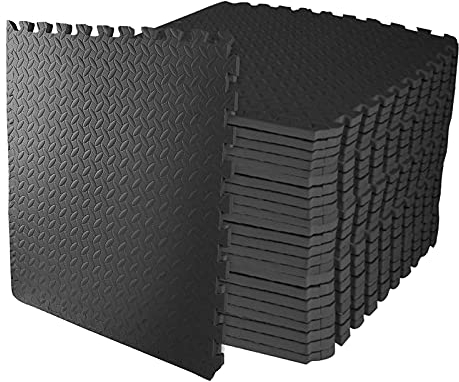 hzexun 24 Puzzle Bodenschutzmatten Unterlegmatte Fitnessmatte Turnmatte Sportmatte Trainingsmatte Boden Schutz Je 60x60cm,1cm Dick Schwarz Viereckig