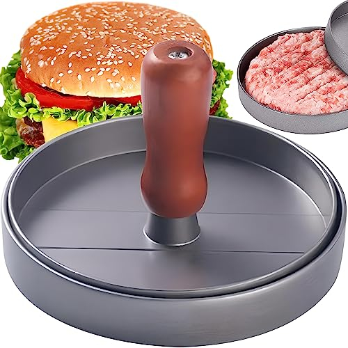 Retoo Burgerpresse, Hamburgerpresse, Hamburger-Presse, Burger Press for Patties, BBQ, Burger Maker aus Aluguss mit Antihaftbeschichtung, Hochwertige Fleischpresse, Burger Pattie Presse