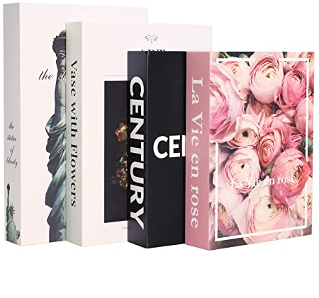 3T GROUP 4pcs Fashion Decorative Faux Books for Modern Coffee Table Decor - Fake Books for Home Office Bar Table Shelf Display