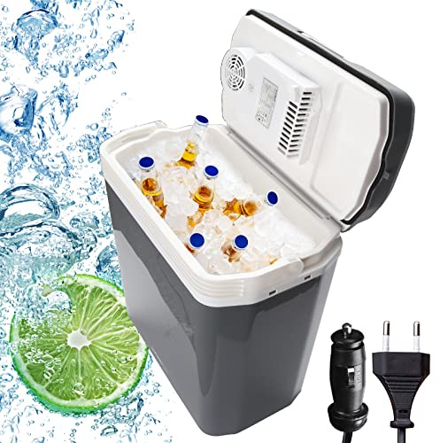 Yakimz Kühlbox auto, 24L Mini Camping kühlschrank Thermoelektrische 12v 230v, WÄRMT & KÜHLT, Kühltasche Elektrisch Warmhaltebox mit ECO-Modus, Tragbarer, für Auto Boot und LKW, Mit Kabel, A++