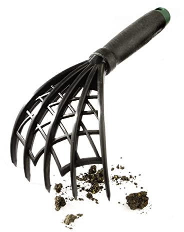 Garden Hand Claw Rake - 5 Prong Outdoor Garden Cultivator & Raking Tool with Criss-Cross Design to Sift Out Debris & Stones - Remove Weeds, Aerate Soil & Mix Fertiliser, Measures 26.5 x 13 x 8cm