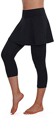 Leggings Yogahose Damen Capris Yoga Hose Tights Sportliche Skorts Laufrock Leggings Sonnenschutz Triathlon Shorts UV-Schutz Skirted Capri mit Golf Tennis Ball Taschen Passend für Alle Körper Typen