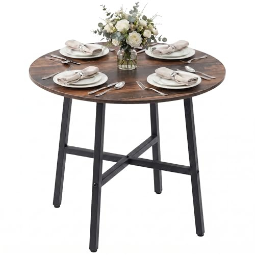HOMCOM Dining Table for 4 People 4 Seater Round 80 x 76 cm Rustic Brown