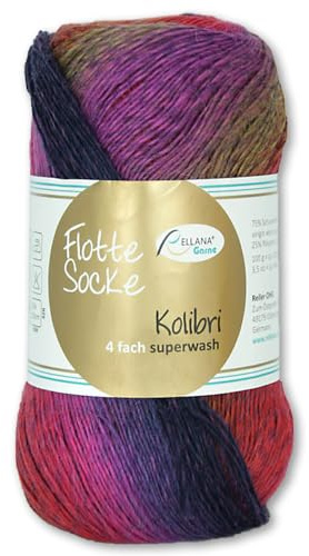Frida's Wollhaus Rellana 100 g Flotte Socke Kolibri 4-fädig lana para calcetines 14 colores (6213 | lila | naranja | azul)
