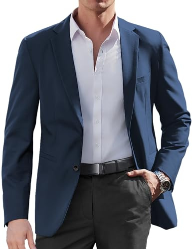 COOFANDY Mens Sport Jacket Business Casual Blazer Regular Fit Two Button Western Blazer Navy Blue