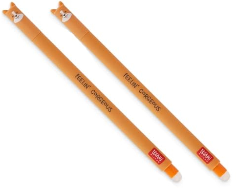 LEGAMI Corgi Gelschreiber, radierbar, thermoempfindliche Tinte, 0,7 mm Spitzendurchmesser, 15 cm Länge, schwarze Tinte (2 Stück)