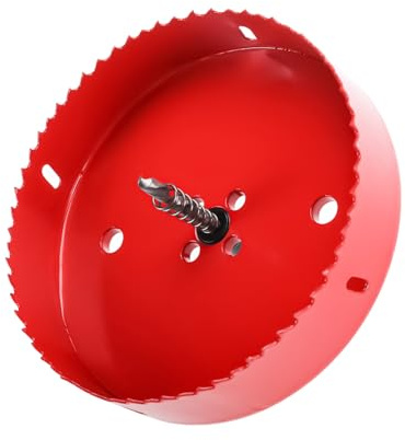 BOOMSTART 155 mm Lochsäge Metall, BI-Metall Lochkreissäge Lochbohrer, 9mm Schaft Holzbohrkrone Bohrkronen für Downlight Lüftungskanal Revisionsöffnung für Holz, Kunststoff, PVC, Gipskarton (Rot)