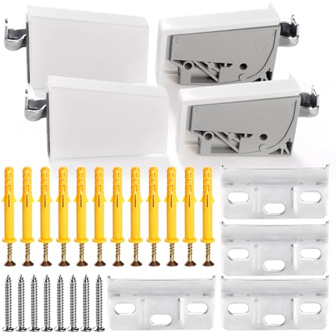 VooGenzek 4 Pezzi Fissaggi per Pensili Staffa a Parete per Armadietti, Sospensione Pensili Regolabile, Attaccaglie per Pensili Portapensile Supporto, Peso del Cuscinetto: 60KG, Grigio