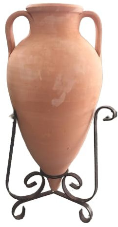 Le Terrecotte di Cassiano Fabio Amphore mit Spitze mit Treppe 80 cm aus Terrakotta