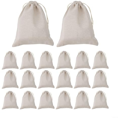 Sac à pain en coton fait à la main avec cordon de serrage, sac de courses réutilisable pour garder le pain frais plus longtemps pour boulangerie, dîner, fête (17 x 23 cm)