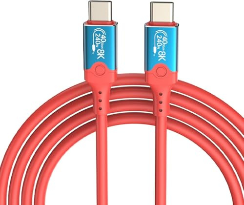 Leehitech USB4 Kabel mit Thunderbolt 4 Kabel, 40Gbps Datenkabel, 240W Schnellladung Ladekabel, 8K@60Hz 4K144Hz Videokabel USBC für Macbook, iPhone 15/16 Pro, iPad, Dock, SSD, Display, 1m, Orange