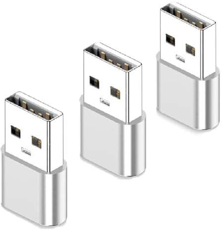 SALPIE Adattatore USB-C femmina a USB maschio (3 pezzi), convertitore da C a USB compatibile con Apple Watch,iPhone 15 14 13,iPad 11 Air5 Mini 6,Airpods,Samsung Galaxy S23 S24 A54 A5 (ARGENTO)