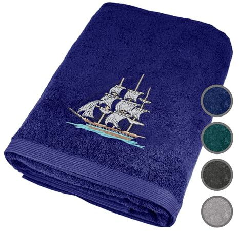 Lashuma Saunahandtuch 100x200 cm, großes XXL Badetuch in Marine Blau | 500 gsm Frottee aus 100% Baumwolle: Saunatuch, Badehandtuch, Duschtuch und Liegetuch für Sauna, Bad & Wellness