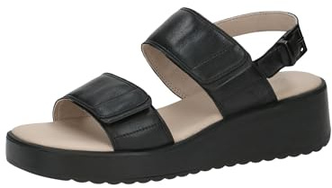 CAPRICE Sandali con zeppa da donna in pelle Zeppa, Nero (Black Nappa), 40 EU